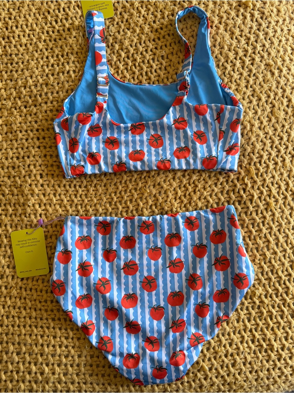 NWT Kitty & Vibe Tomato Print Two-Piece Swim Set - Blue & Red - Picture 2 of 5